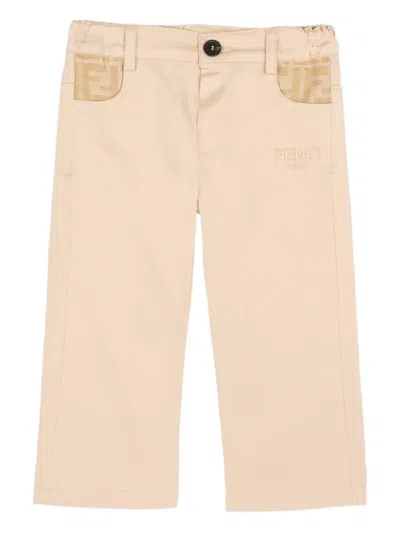 Fendi Babies' Logo-detail Trousers In Neutral