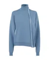 Fendi Modern Wool Blend Sweater With Unique Neckline In Blue