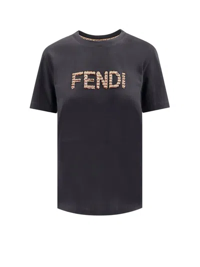 FENDI FENDI LOGO DETAILED CREWNECK T