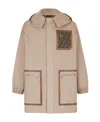 Fendi Logo Detailed Hooded Parka Jacket In Nude