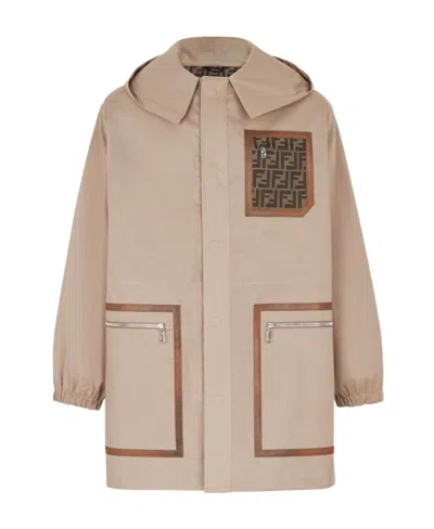 FENDI FENDI LOGO DETAILED HOODED PARKA JACKET