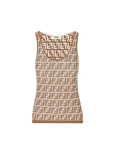 Fendi Ff-jacquard Knitted Top In Multi