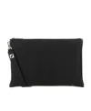 Fendi Logo Detailed Zipped Clutch Bag In Black