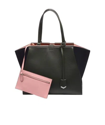 Fendi Logo Details Handbag In Black