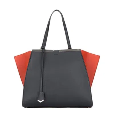 Fendi Logo Details Handbag In Black