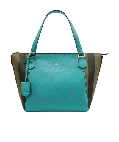 Fendi Logo Details Handbag In Blue