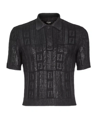 FENDI FENDI FF SPARKLE KNITTED POLO SHIRT