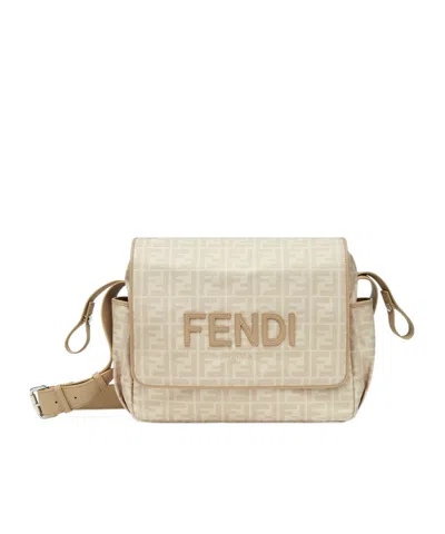 Fendi Logo Diaper Bag In Nude