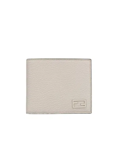 Fendi Logo Double Fold Wallet In Nude