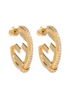Fendi Ever Round Small Hoop Earrings With Crystal Bezels Accessories In Gold
