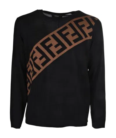 Fendi Logo Embellished Sweatshirt In Black