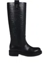 Fendi Logo-embossed Boots In Black