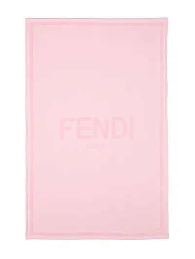 Fendi Logo-embossed Cotton Towel In Pink