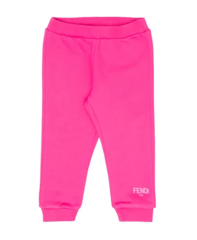 Fendi Logo-embossed Cotton Track Pants In Pink