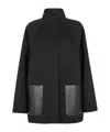 Fendi Logo Embossed High-neck Coat In Black