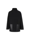 Fendi Logo Embossed High-neck Coat In Black/grey