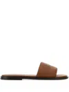 Fendi Caramel Leather Slippers In Brown