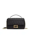 Fendi Baguette Wallet On Chain In Black