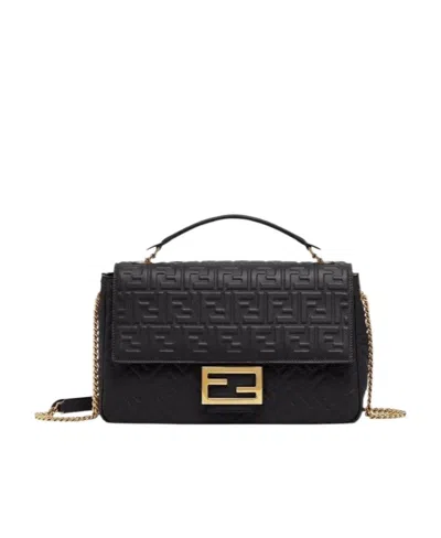 FENDI BLACK NAPPA LEATHER BAG