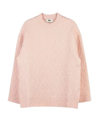 Fendi Logo Embossed Pullover In Nude