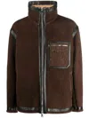 Fendi Logo-embossed Shearling Jacket In Brown