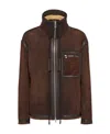 Fendi Logo-embossed Shearling Jacket In Brown