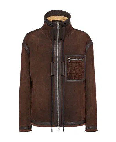 FENDI FENDI HIGH NECK ZIP-UP OVERSIZED JACKET