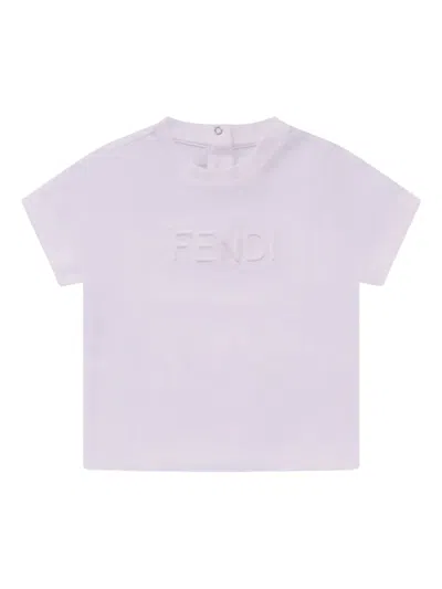 Fendi Babies' Logo-embossed T-shirt In White