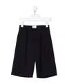 Fendi Logo-embossed Wool Shorts In Black