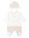 Fendi Beige Babygrow Set For Babykids With Logo In Neutrals