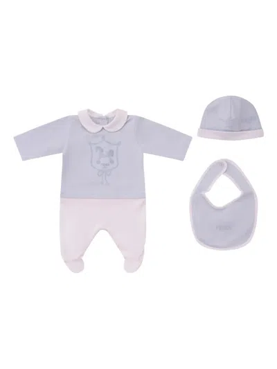 Fendi Logo-embroidered Babygrow Set In Purple
