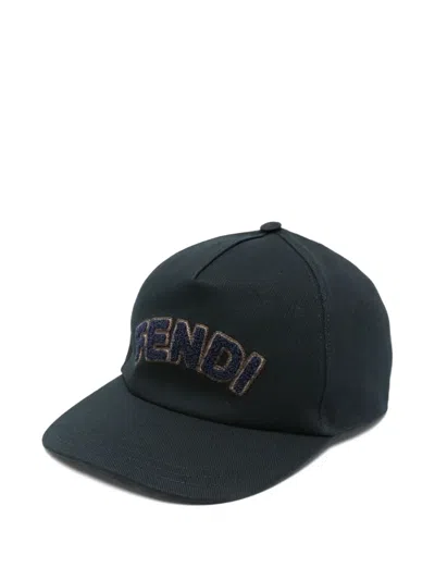 Fendi Logo-embroidered Baseball Cap In Black