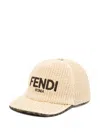 Fendi Kids Embroidered Logo Cap In Neutrals