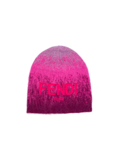 Fendi Logo-embroidered Beanie In Pink