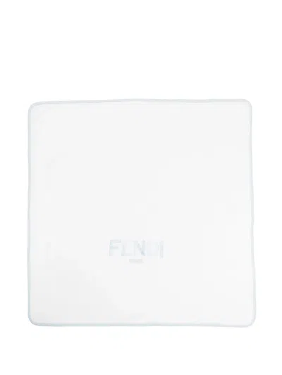 Fendi Logo-embroidered Blanket In Blue