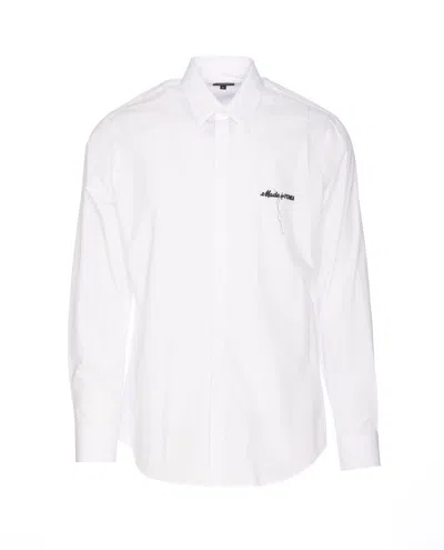 Fendi Embroidered Logo Shirt Curved Hem In White