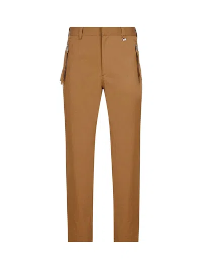Fendi Logo-embroidered Cigarette Pants In Brown