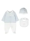 Fendi Logo-embroidered Cotton Babygrow Set In Blue