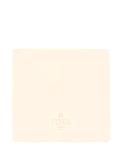 Fendi Logo-embroidered Cotton Blanket In Neutral