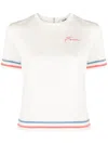 Fendi Logo-embroidered Cotton-blend T-shirt In Neutrals