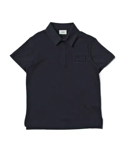 Fendi Logo-embroidered Cotton Polo Shirt In Black