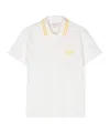 Fendi Logo-embroidered Cotton Polo Shirt In White