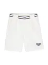Fendi Logo-embroidered Cotton Shorts In 白色