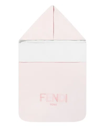 Fendi Logo-embroidered Cotton Sleeping Bag In Pink