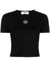 FENDI LOGO-EMBROIDERED CROPPED COTTON-BLEND T-SHIRT