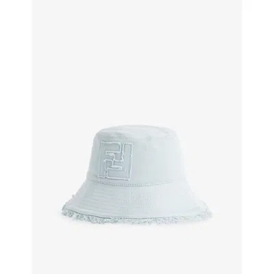 Fendi Kids' Powder Blue Logo-embroidered Denim Bucket Hat