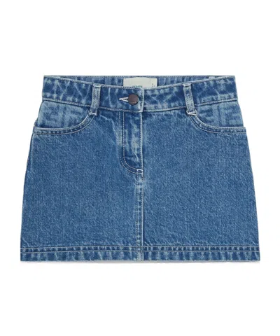Fendi Logo-embroidered Denim Miniskirt In Blue