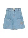 Fendi Logo-embroidered Denim Shorts In Blue