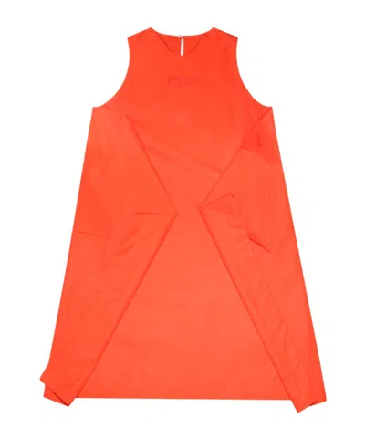 Fendi Logo-embroidered Draped Mini Dress In Orange