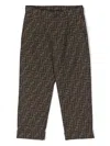 Fendi Logo-embroidered Ff-jacquard Trousers In Brown